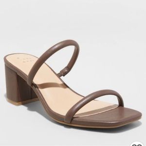 Women's Cris Mahogany 3” Heels - A New Day - two strap, square toe, memory foam